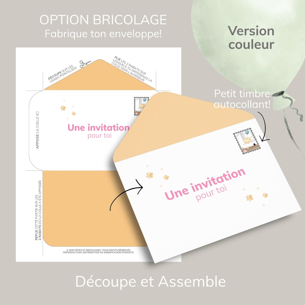 Invitation anniversaire - Thème Chaton
