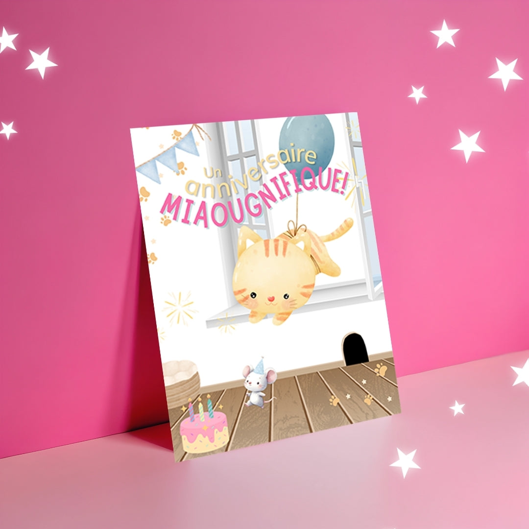Invitation anniversaire - Thème Chaton