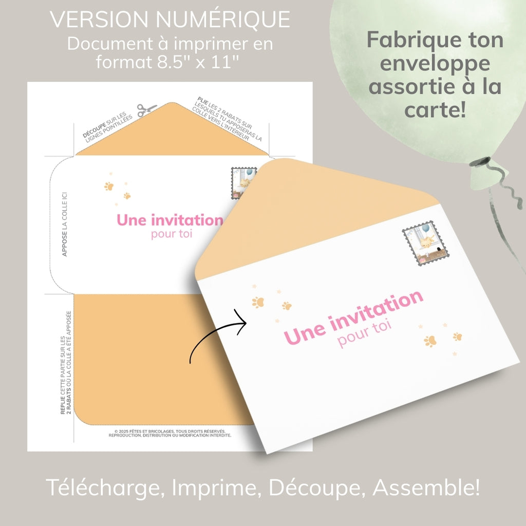 Invitation anniversaire - Thème Chaton