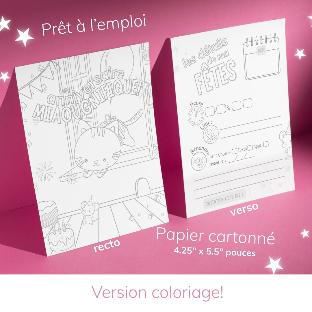 Invitation anniversaire - Thème Chaton