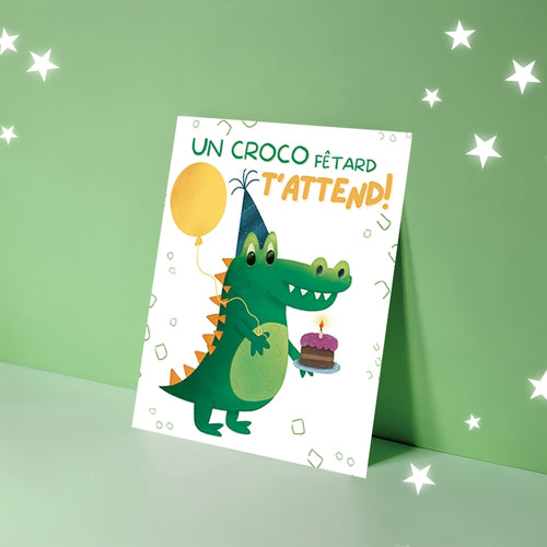 Invitation anniversaire - Thème Crocodile