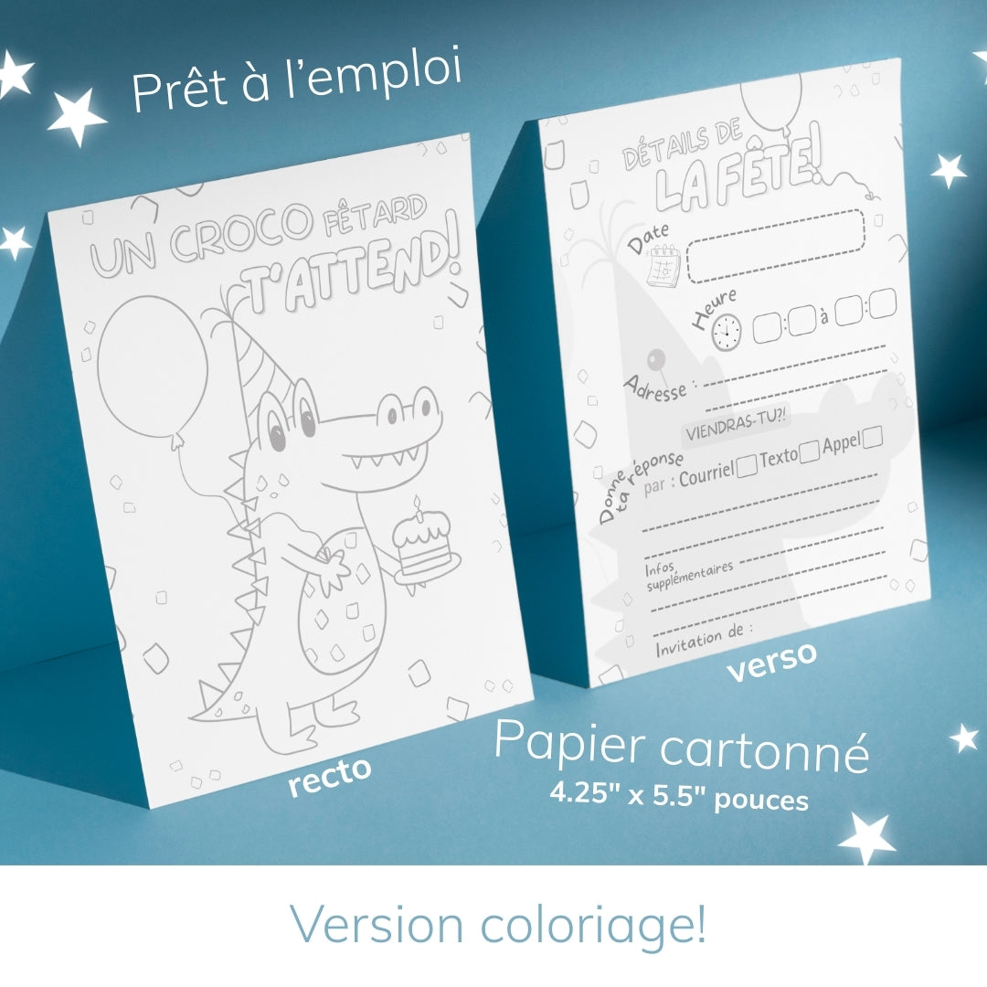 Invitation anniversaire - Thème Crocodile