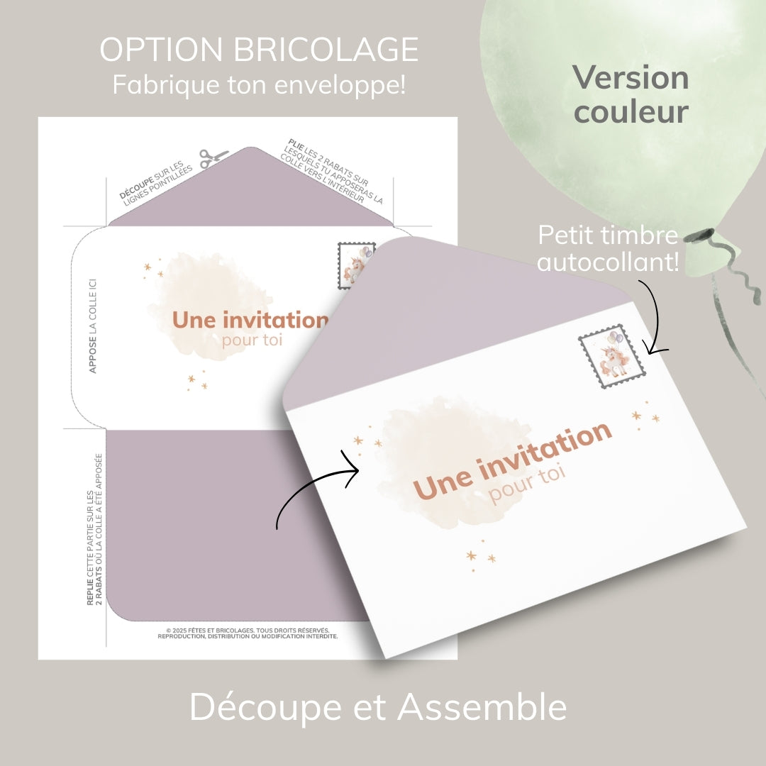 Invitation anniversaire - Thème Licorne