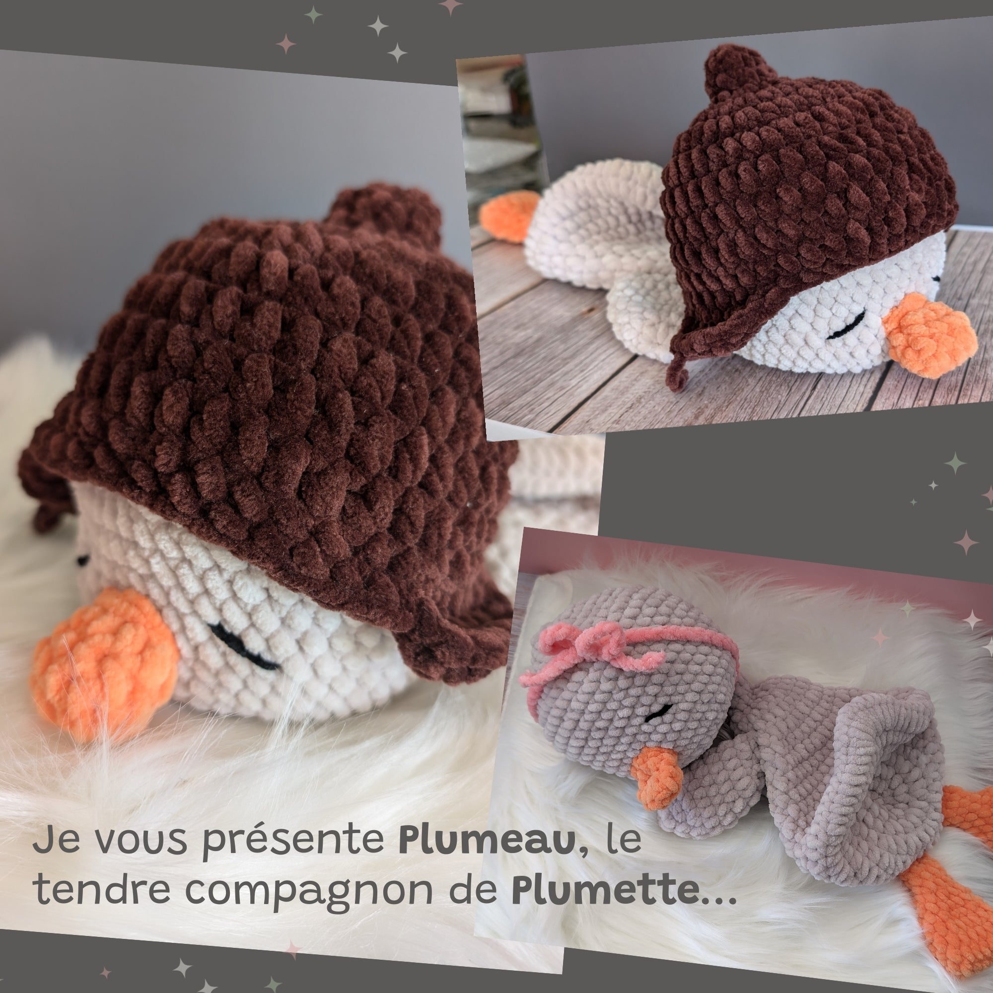 Plumette, la compagne de Plumeau 💙 (Fabriquée sur commande - Format moyen)