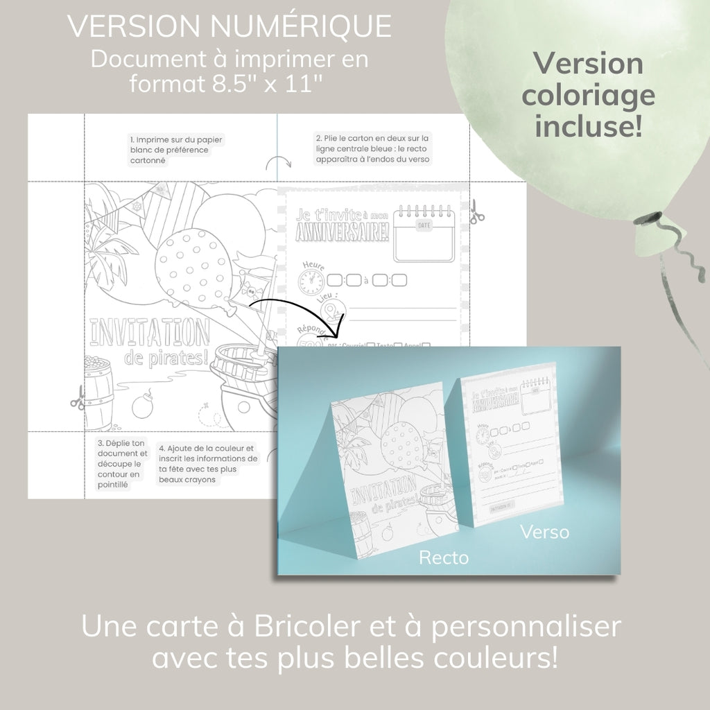 Invitation anniversaire - Thème Pirate