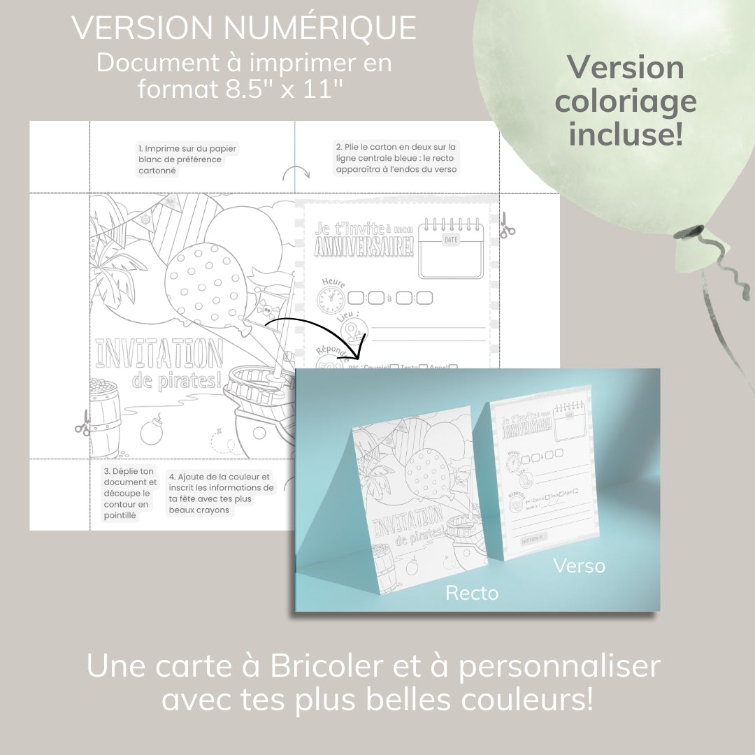 Invitation anniversaire - Thème Pirate