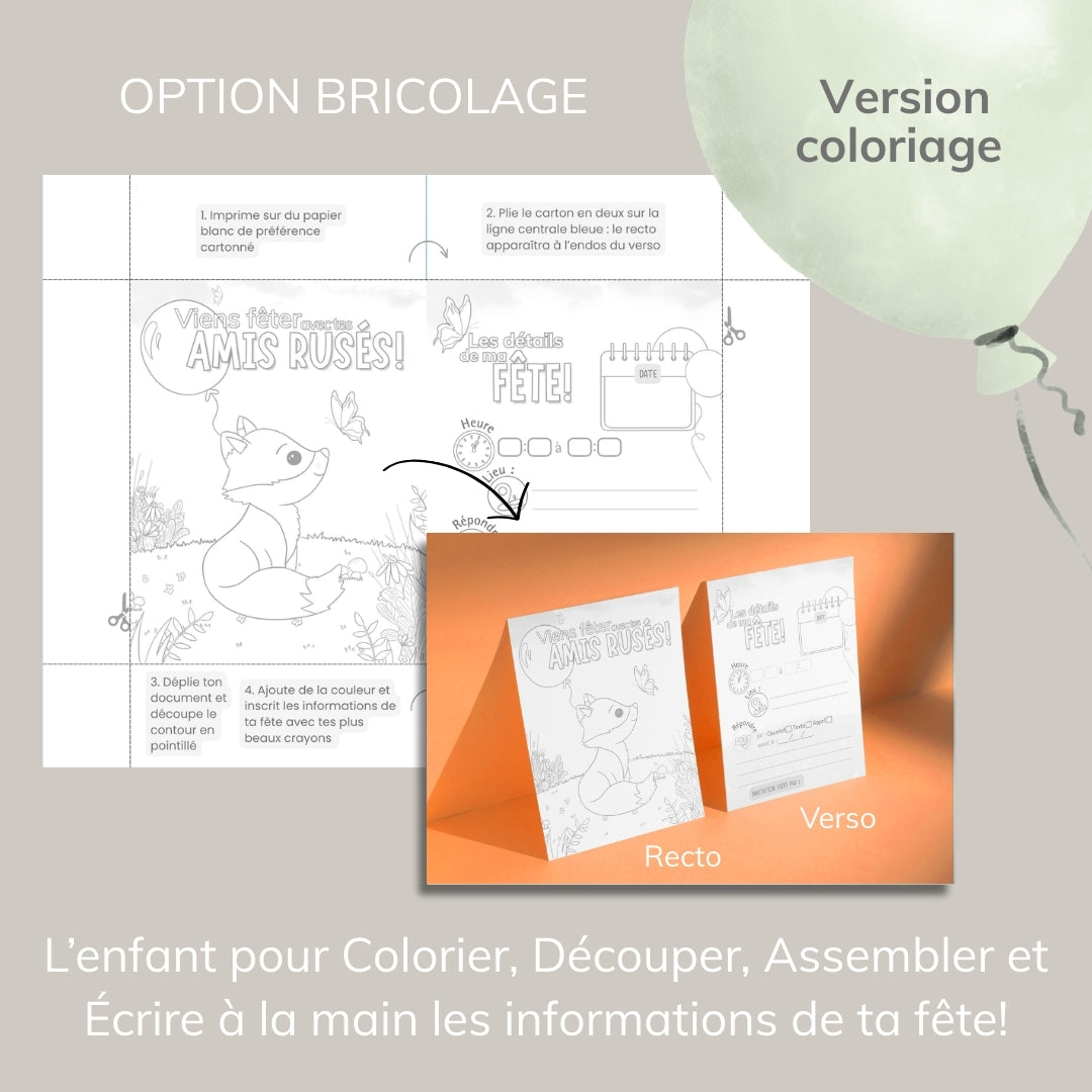 Invitation anniversaire - Thème Renard