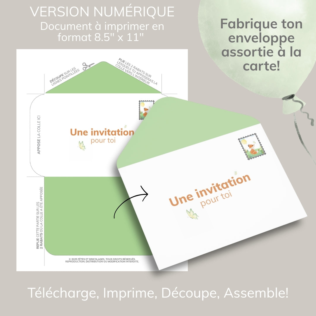 Invitation anniversaire - Thème Renard