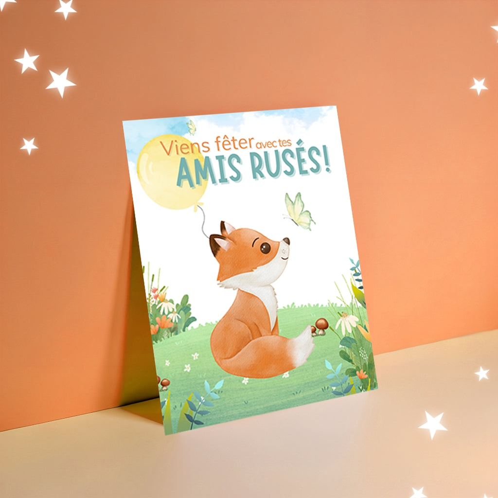 Invitation anniversaire - Thème Renard