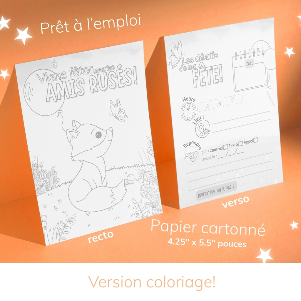 Invitation anniversaire - Thème Renard