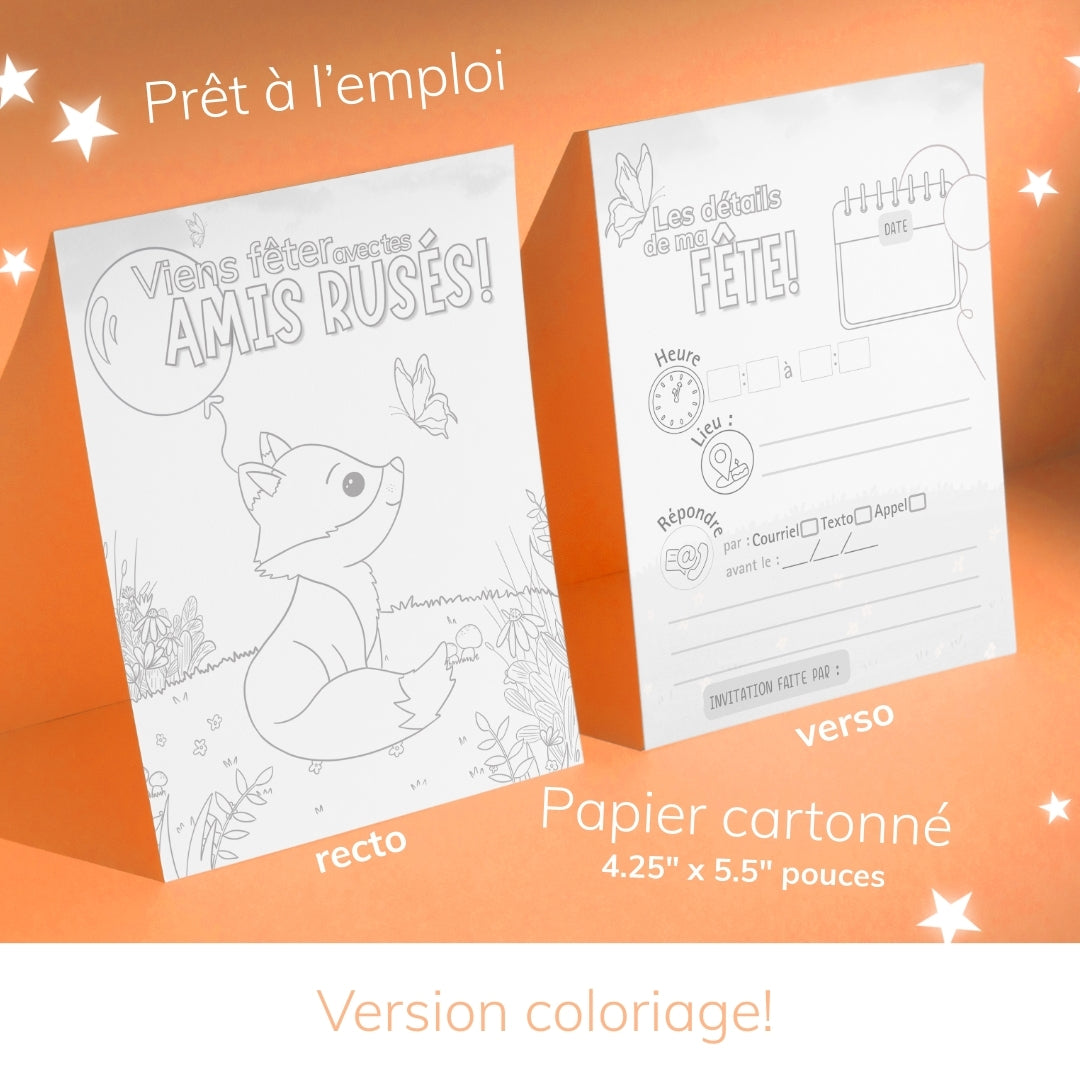 Invitation anniversaire - Thème Renard