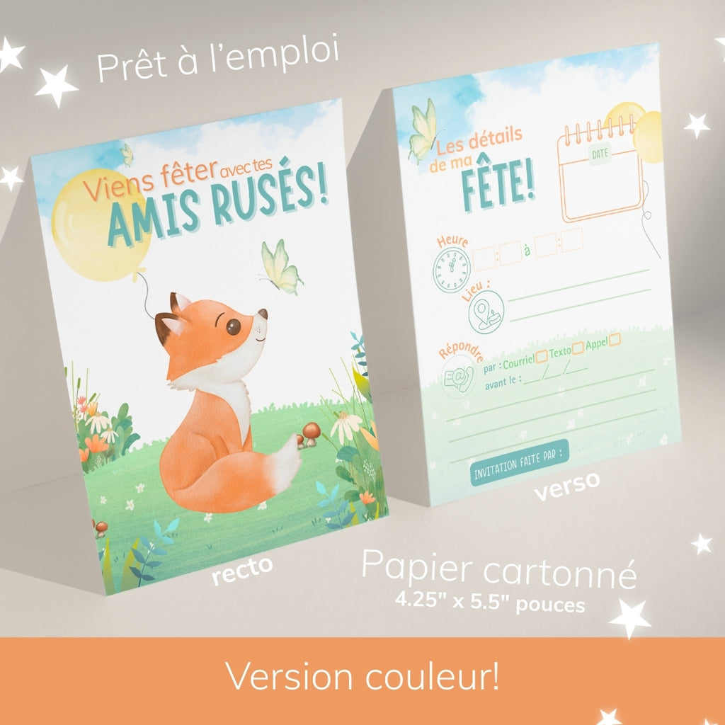 Invitation anniversaire - Thème Renard